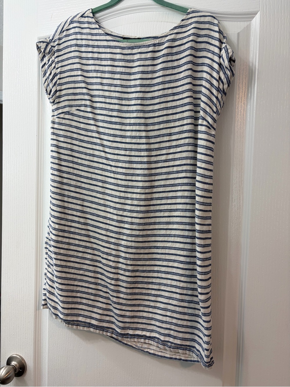 Striped Navy and White Cap-Sleeve Women's Dress